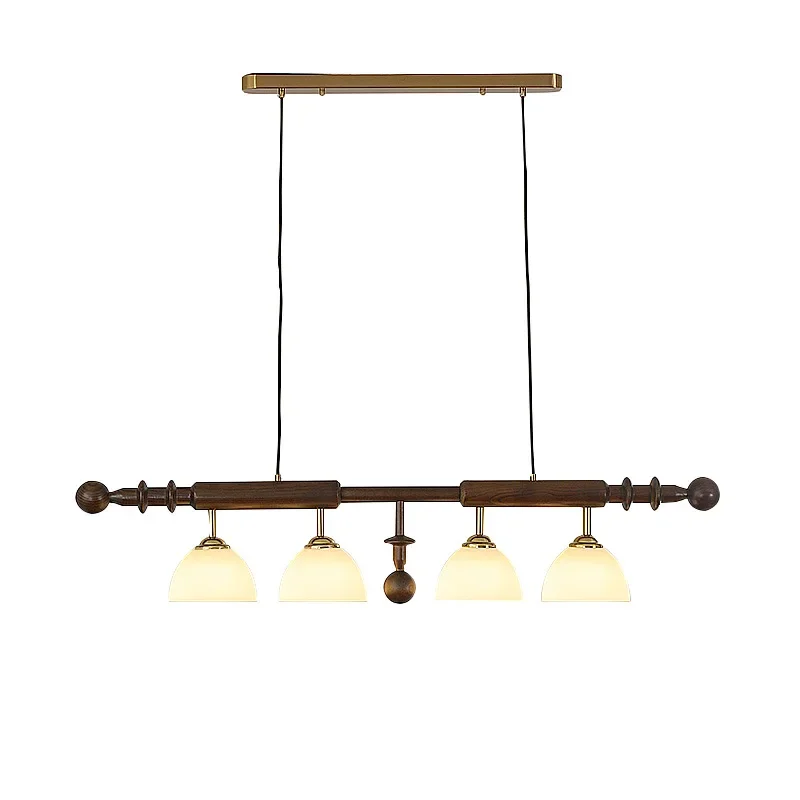 

French medieval restaurant chandelier one-word strip lamp American retro solid wood designer light luxury bar lamp