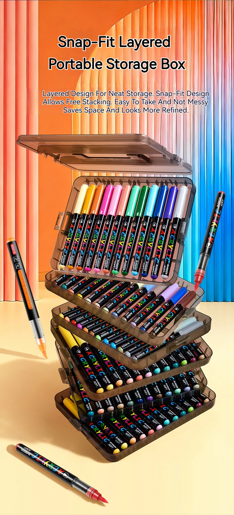 Hochwertiges Acryl-Marker-Set mit Direktflüssigkeit und Weicher Pinselspitze, Satte Farben für Kunstwerke & DIY-Projekte – Detail 4