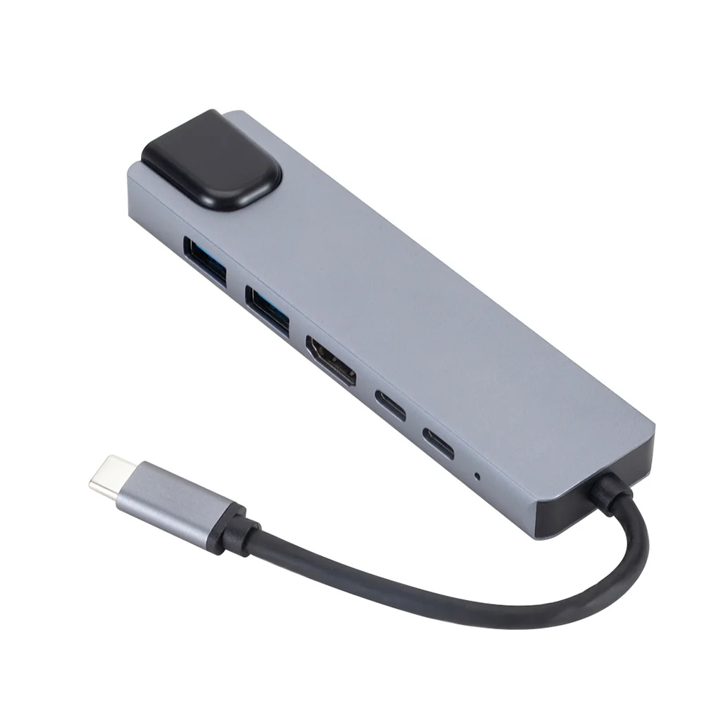

Концентратор 6 в 1, USB 3,1, Pd, зарядная док-станция, док-станция расширения типа C, адаптер Gigabit Ethernet, серебристый, светло-серый, компактный, портативный для ноутбука