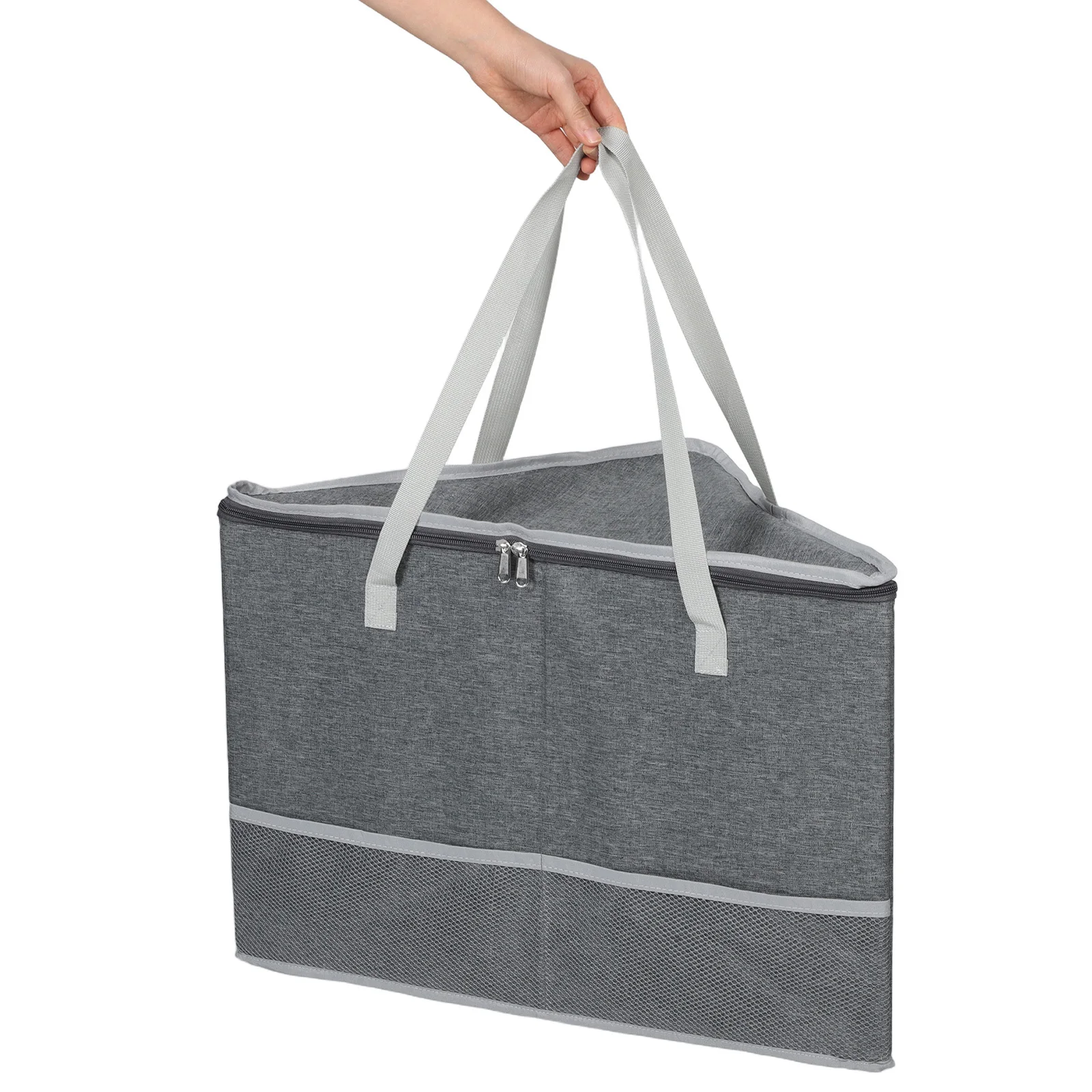 

Clothes Hanger Organizer Bag Triangle Rigid Polyester Storage Box Laundry Room Closet Stackable Lid Zipper Handle