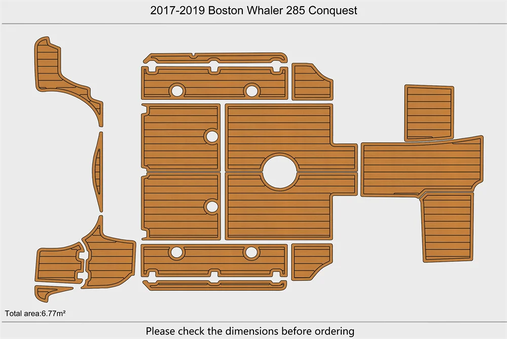 Eva foam Fuax teak seadek marine floor For 2017-2019 Boston Whaler 285 Conquest Cockpit Swim platform 1/4