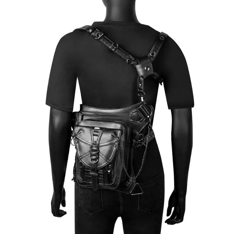 Motorcycle Backpack Steampunk Riding Thigh Pack Tactical Waist Pack Waterproof Wear Resistant for Hiking Cycling Camping Travel