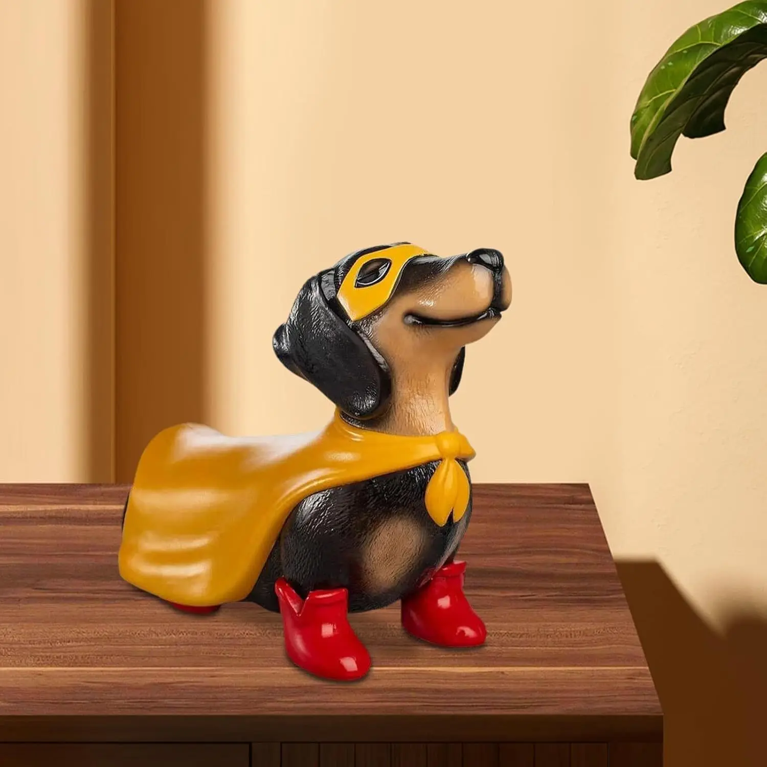 Retro Vienna Sausage Dog Statue Super Hero Resin Figurine Home Garden Desktop Ornament Creative Art Craft Decor Festival Gift