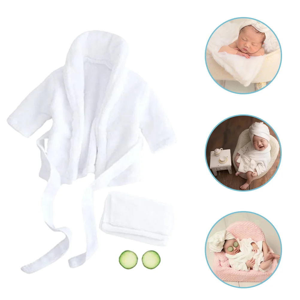 

Photo Props Bath Towel Baby Towels Bathrobe Newborn Photography Cucumber Set Infant Coral Fleece Outfit