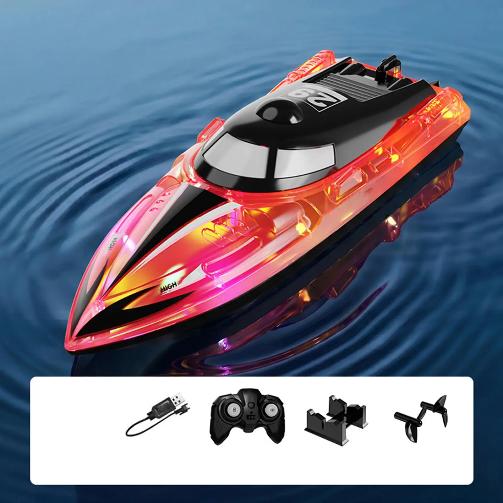 Remote Control Boat Waterproof Electric RC Racing Ship Speedboat Toy for Kids Boys Students Teens Outdoor Pool Lake Pond Gift