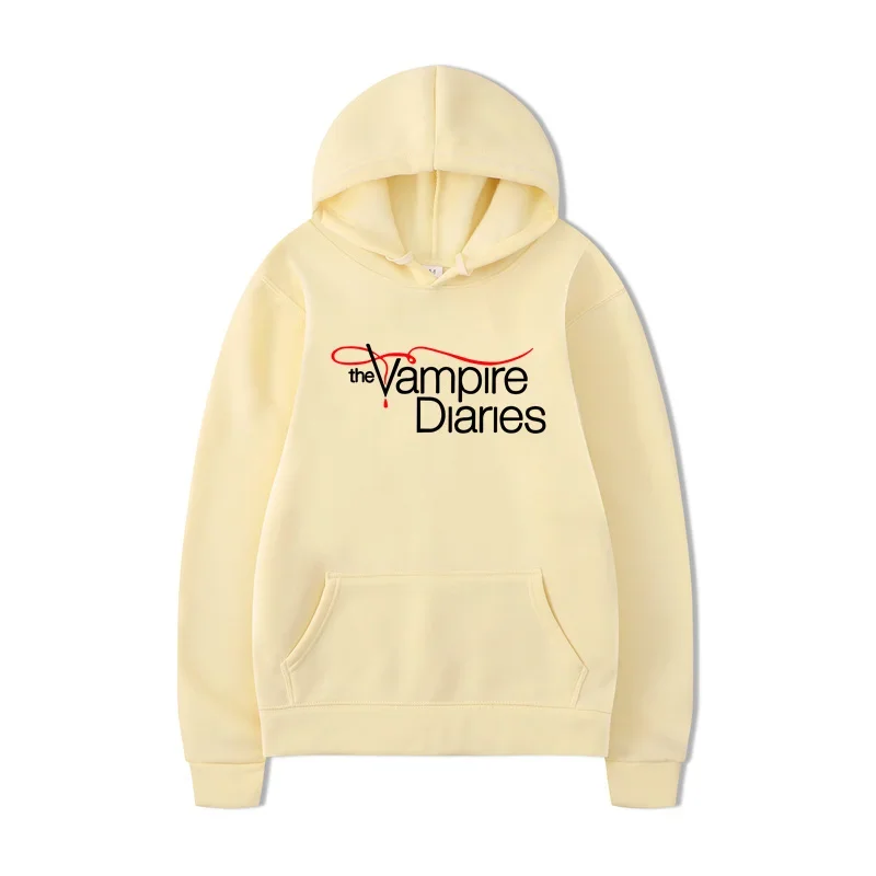 Hoodie Vampire Diaries 2025 Unisex Hoodie Lengan Panjang Jumper Musim Dingin Sweatshirt Hadiah untuk Pacar Mantel Berkerudung Kasual Streetwear