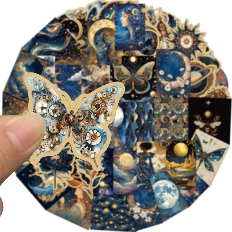 50PCS Fantasy Graffiti Galaxy Astronomical Artistic Stickers Vintage Astronomy Sticker Universe Vortex Sticker for Water Bottle