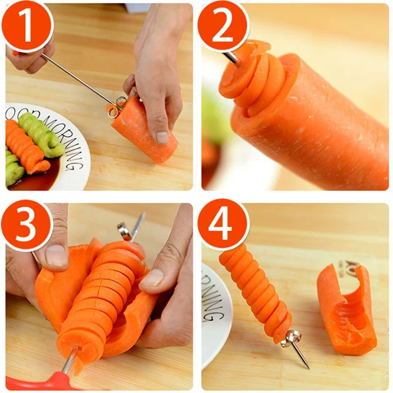 Potato Carrot Cucumber Spiral Vegetable Cutter Slicer Manual Roller French Fry Cutter Making Twist Shredder Grater Kitchen Tools