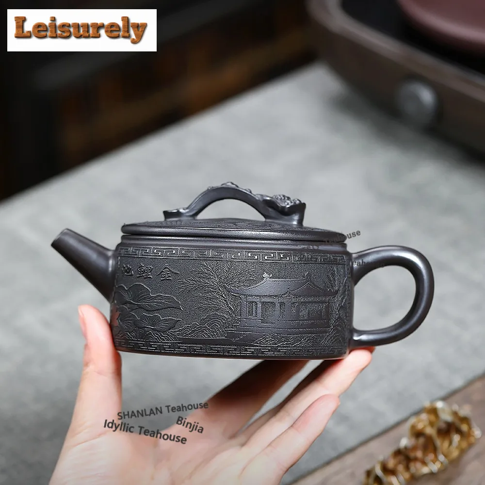 320ml Yixing Purple Clay Teapots Handmade Large Caliber Pot Raw Ore Xuan Iron Stone Yellow Mud Kettle Chinese Zisha Teaset Craft