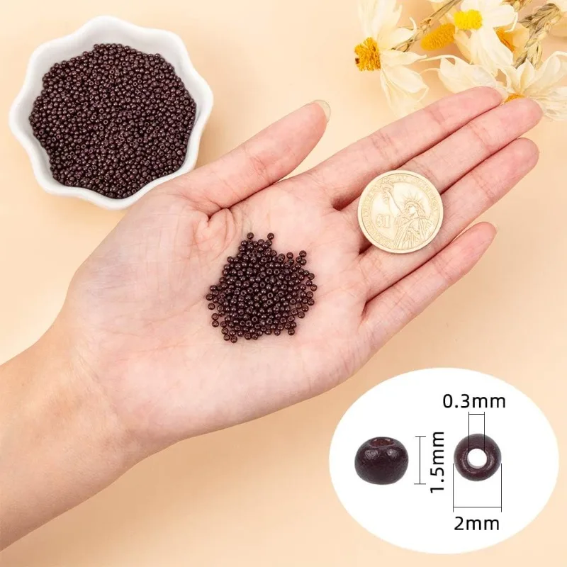 6000pcs 11/0 Glass Seed Beads 2mm Brown Seed Beads Round Pony Bead Waist Beads Mini Spacer Beads for Earring Bracelet Necklace