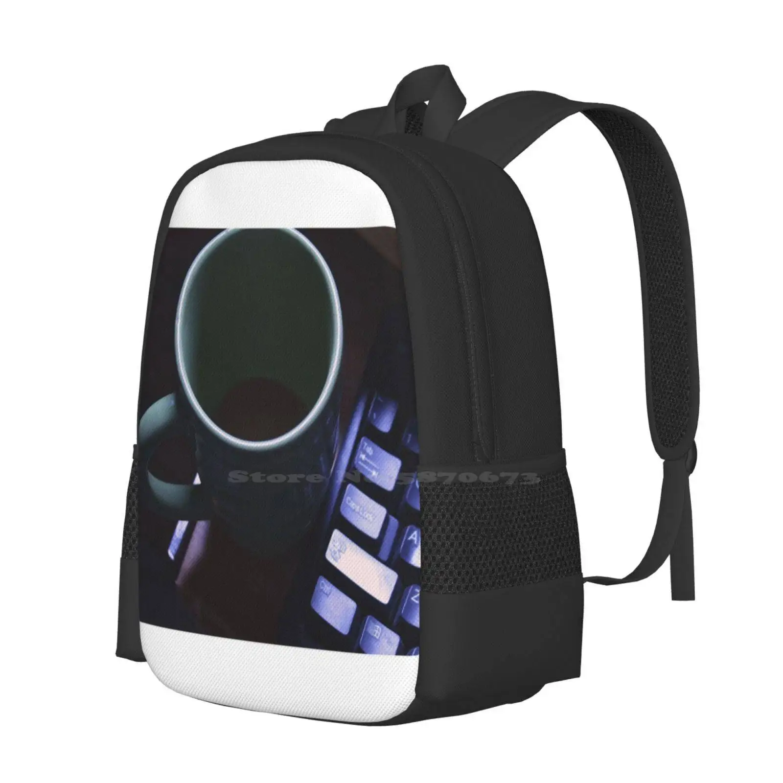 Forgotten Coffee Hot Sale Backpack Fashion Bags Desk Computer Third Stock Blue Joe Dark Keyboard Life Electronics Black Behind