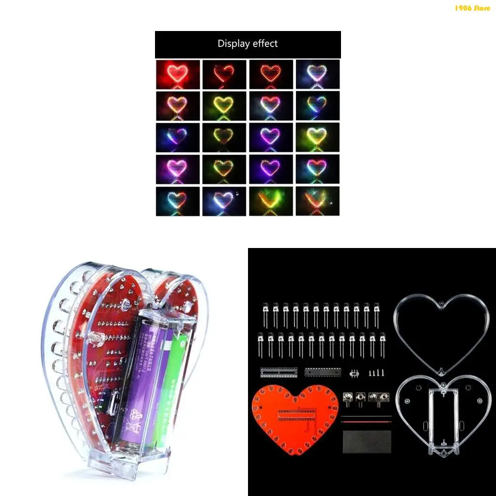 U1JB Educational Heart Shaped RGBs LED Soldering Exercise for Students Teaching