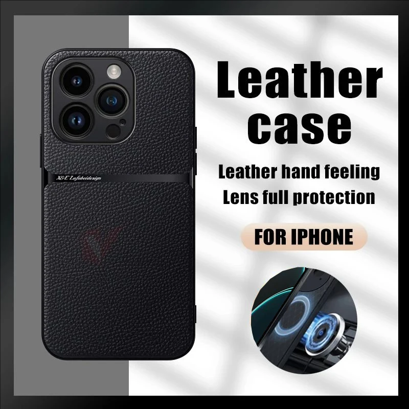 Magesafe Magnetic Wireless Charge Leather Phone Case funda For iPhone 16 15 14 Plus 13 12 11 Pro Max Shockproof Back Cover