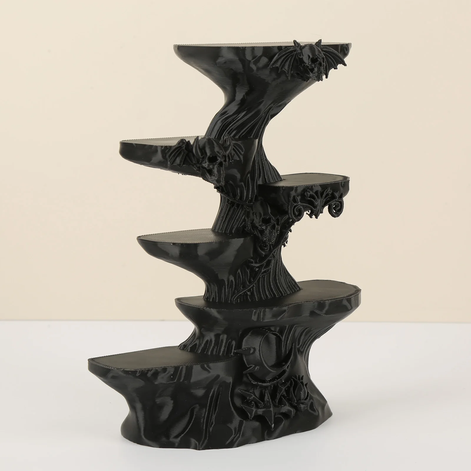 Cross‑border Gothic Skull Bat Multi‑Tier Jewelry Stand, Dark Style Tree Stump Desktop Earring Necklace Storage Display Rack