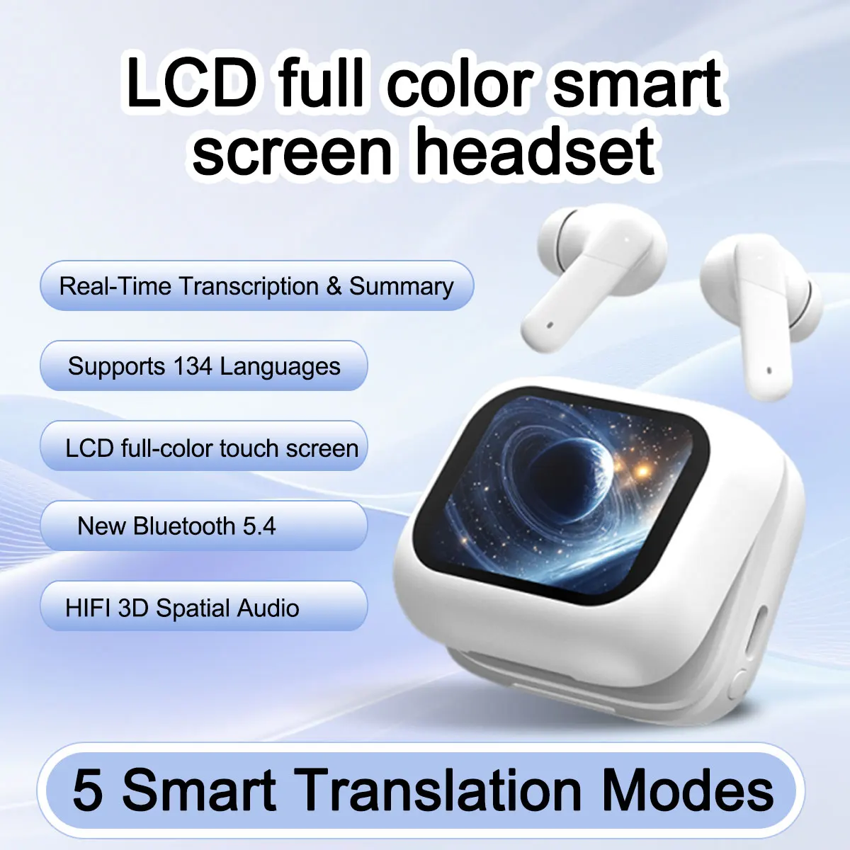 

Новые беспроводные Bluetooth-наушники с функцией AI-перевода, полноцветным сенсорным LCD-экраном, HiFi-звуком с объемным эффектом и длительным временем автономной работы