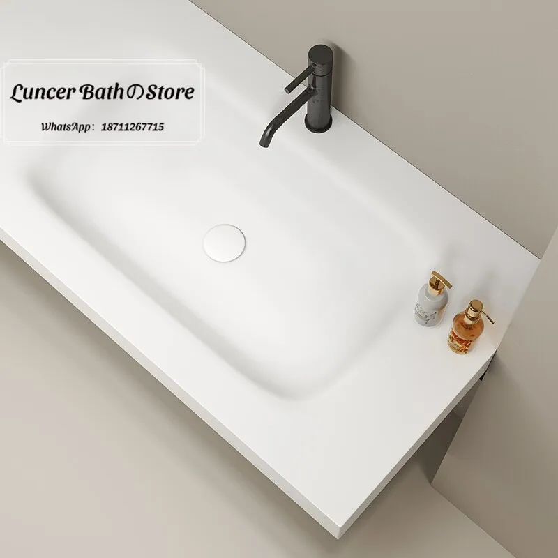 Dupont Corian Integrated Bathroom Vanity Seamless Artificial Stone Wash Basin Household Restroom Hand Washing Sink Cabinet