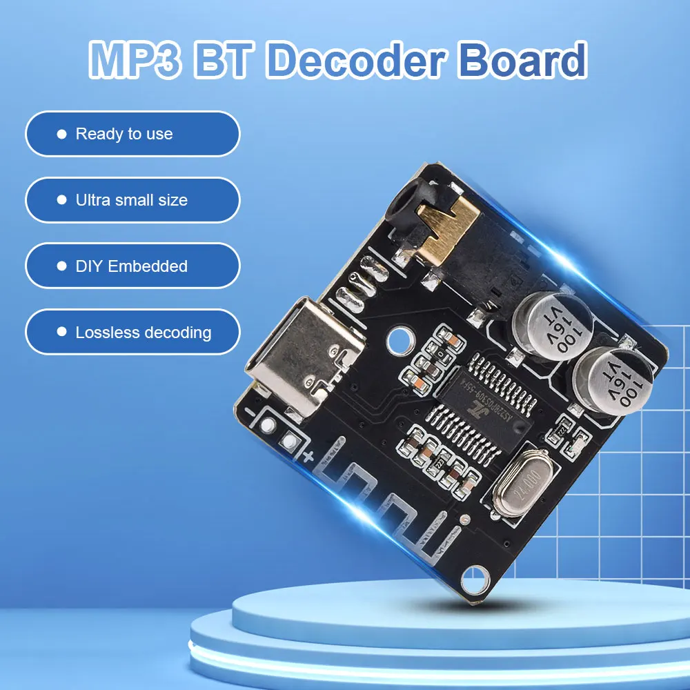 Bluetooth Audio Receiver Board Bluetooth 5.0 MP3 Lossless Decoder Board Wireless Stereo Music Module 3.7-5V XY-BT-Mini