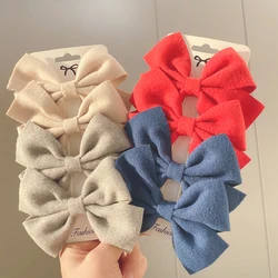 4Pieces/set Cute Girls Grosgrain Ribbon Hair Bows with Clips Solid Cotton Hair Clips for Children Headwear Kids Hair Accessories