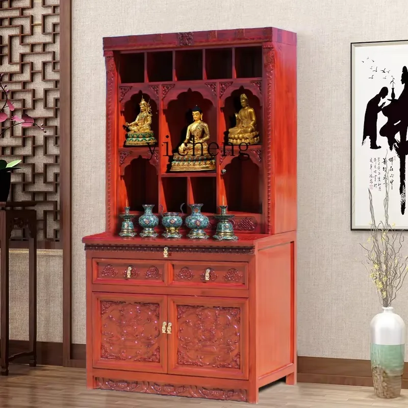 Chinese Multi-layer Buddhist Niche Buddhist Cabinet For Table Supply, God Of Wealth Buddhist Cabinet Solid WoodL1