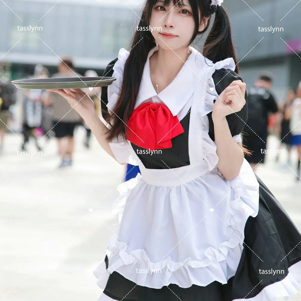 Anime Cosplay Maid fur s pour femmes, Costumes d'Halloween, Japon, Corée du Sud, Princesse, Noir, Blanc, Mignon