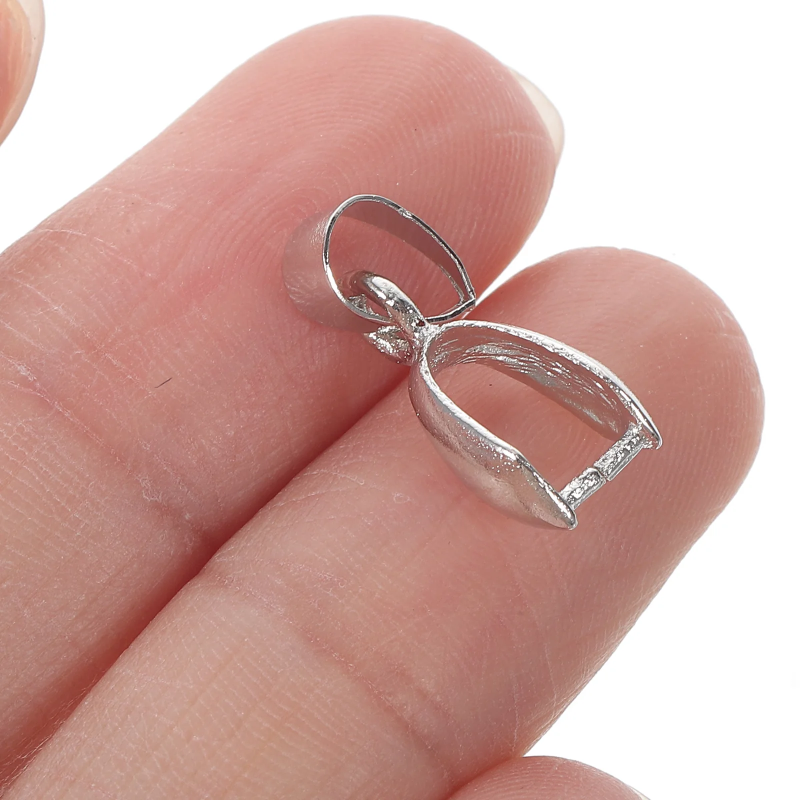 

50pcs 8x19mm White K Jewelry Making DIY Clasp Connector Pendant Clasps Pinch Clip Bail Bead Pendants Locket Charm Bracelets