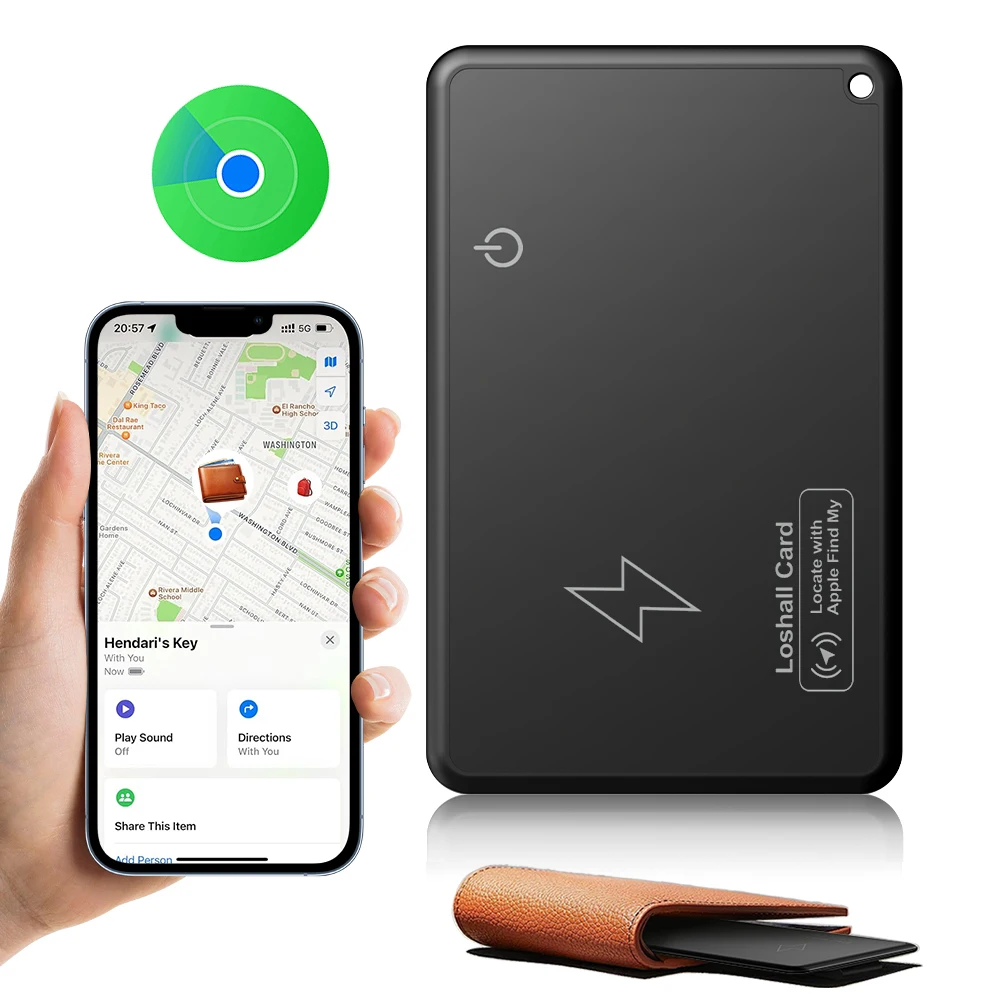 محدد موقع GPS للشحن اللاسلكي، متوافق مع تقنية البلوتوث مع Apple Find My App، جهاز تعقب البطاقة الذكية المقاوم للماء لجواز السفر