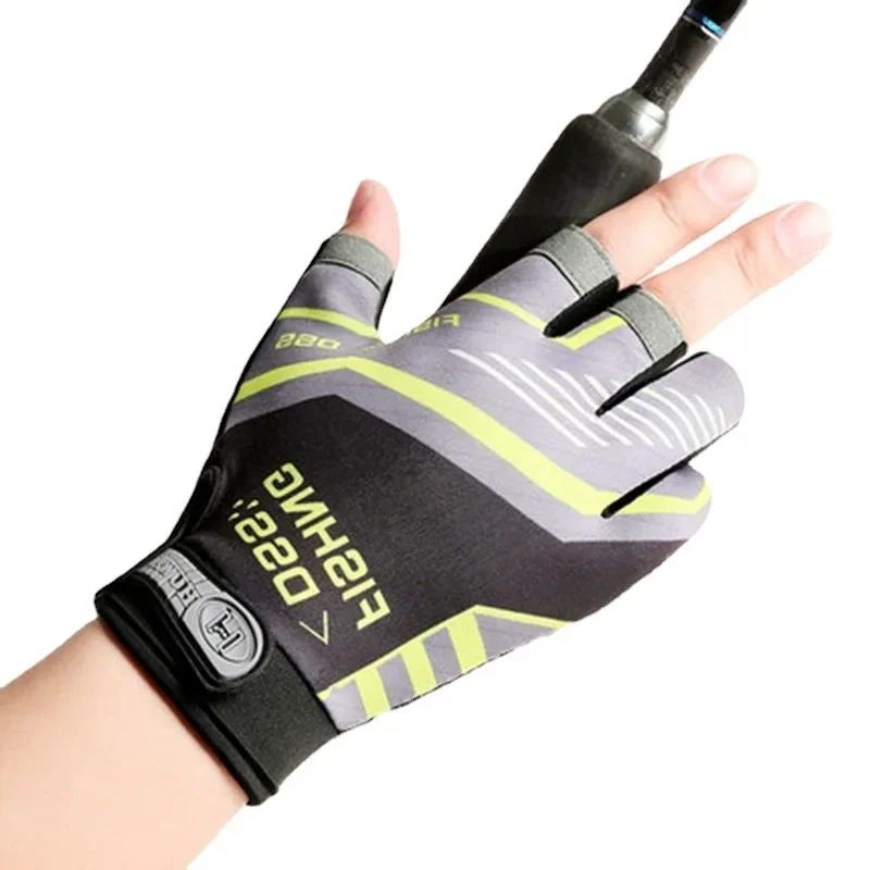 Summer Fishing Cycling Gloves Men Three Finger Cut Gloves for Fishing Sun Protection Male Anti-Slip Drive Breathable Thin Gloves