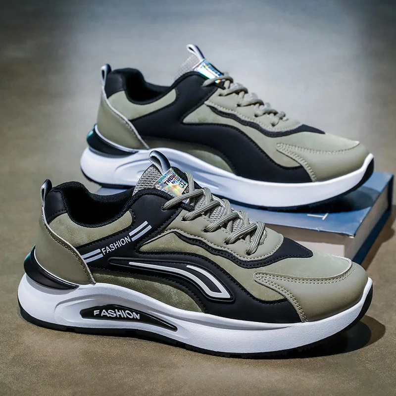 New Mens Waterproof Leather Casual Sneakers Anti-Slip Running Shoes Non-Slip Sports Shoes Lightweight Comfortable Training Shoes
