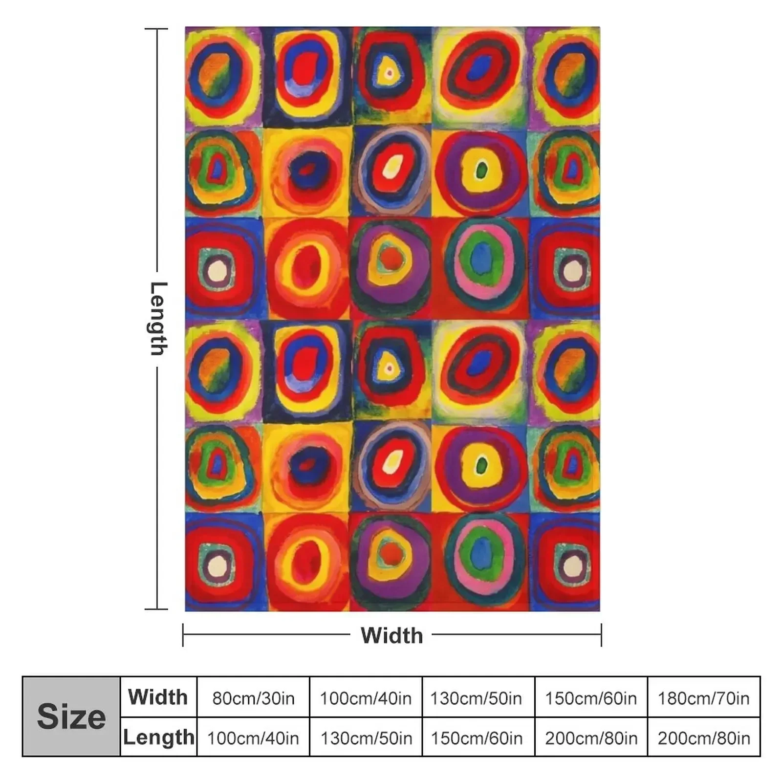 Kandinsky Color Study Squares With Concentric Circles Throw Blanket couch cozy soft plush fuzzy picnic outdoor blanket