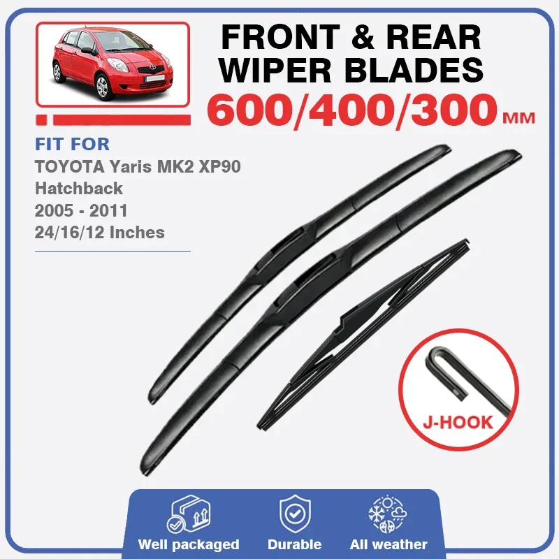 Wiper Blades For TOYOTA Yaris MK2 XP90 2005 - 2011 Hatchback Front Windshield Windscreen Window Rubber Refill Cap 2007 2008 2009