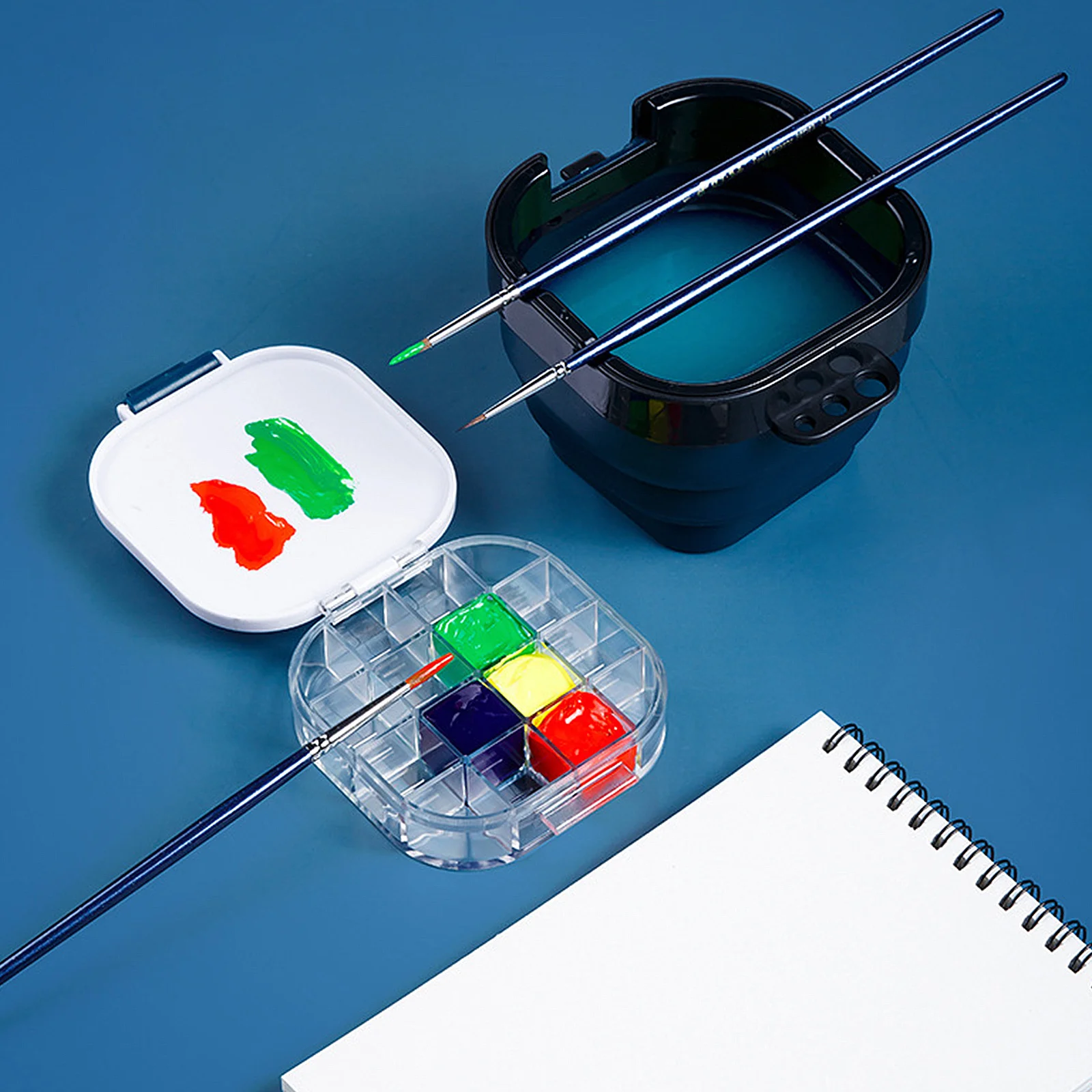 

2Pcs Art Paint Box 16-Grid Color Mixer Lightweight Practical for Painting Crafts DIY Watercolor Pigment Box Art Paint Boxes