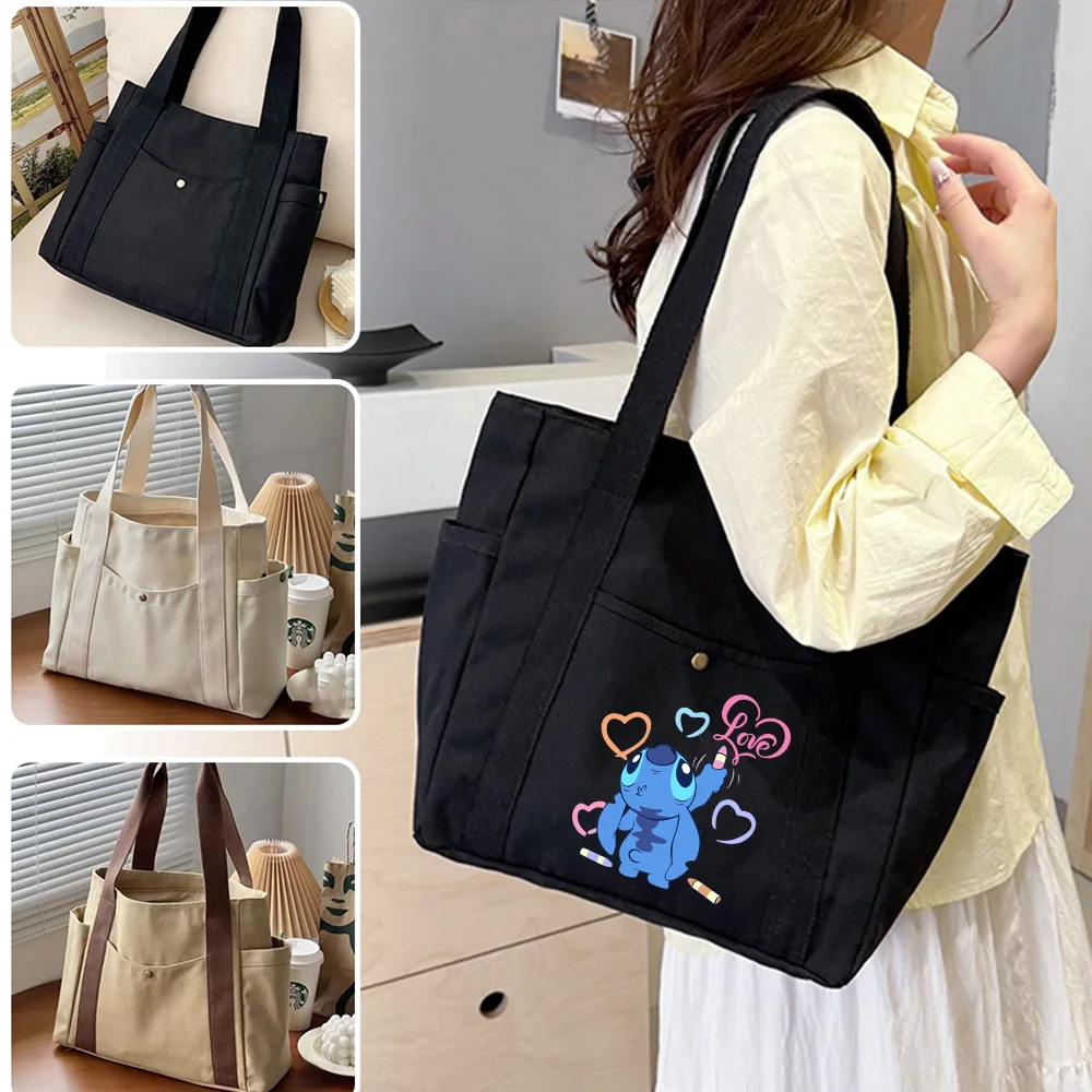 

Lilo Stitch Tote Bag Large Canvas Handbag Work Commuter Carrying Bag College Student Outfit Book Shoulder Bag Shopping Bag