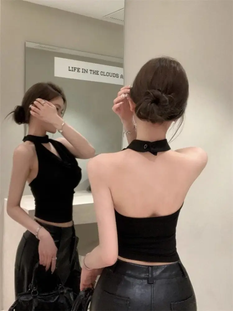 

Sexy Neck Halter Neck Women Summer Slim Short T-shirt Sleeveless Backless Suspender Vest Top