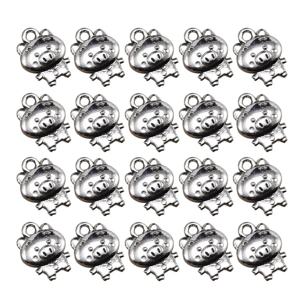 50Pcs Alloy Pig Charm Pendants DIY Jewelry Supplies for Necklace Bracelet Earring Scrapbooking Cosplay Costume Gift
