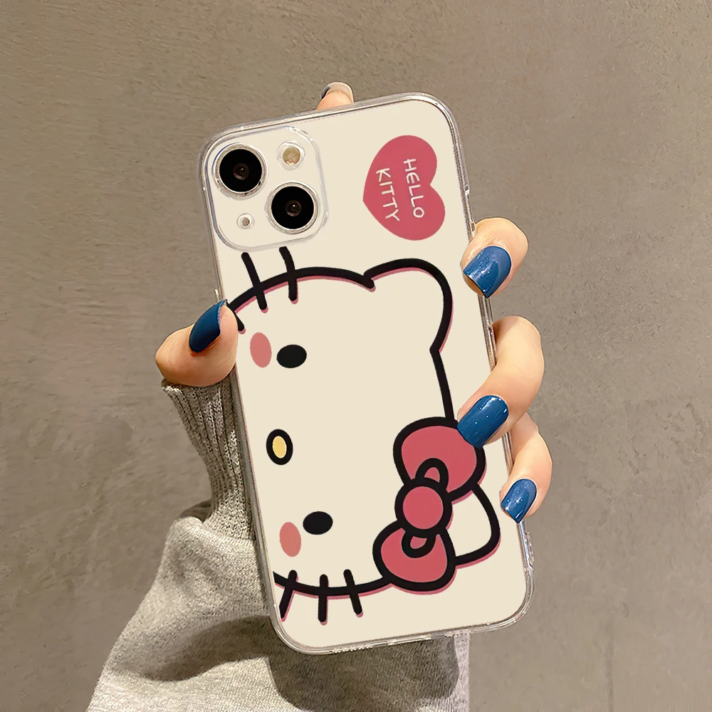 Miniso Sanrio Collaboration Hello Kitty Phone Case For iPhone 15 14 13 11 12 16 Pro Max Plus X XR XS Girl Silicone Phone Case