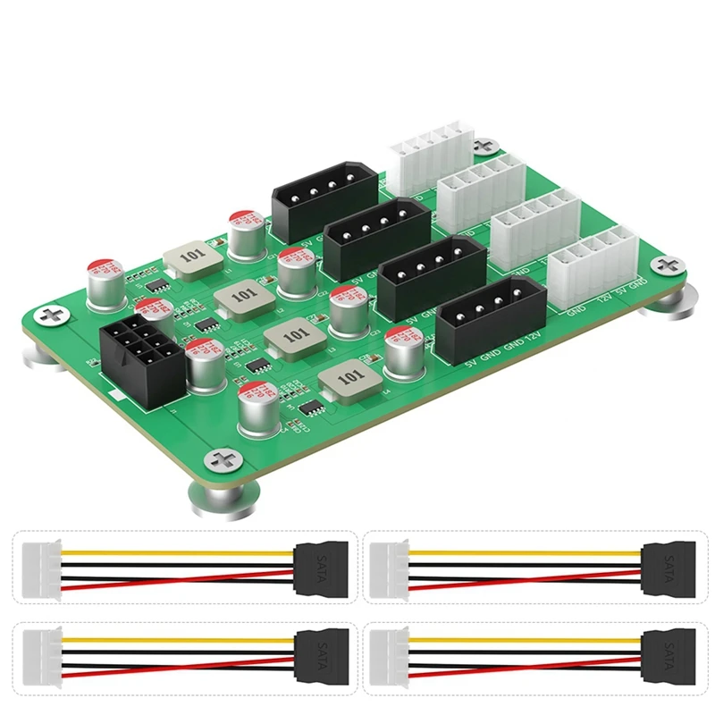 ATX 6/8Pin 12V To 8 Ways 5V/12V 3A Power Adapter For ATX PSU And 2.5'/3.5' SATA HDD Power Supply Breakout Board Adapter