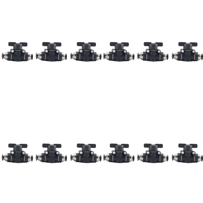 【CUSTOMER FAVORITE】6Mm Push Connect Valve Ball Valve 6Mm Air Flow Control Valve Quick Connect Valve Tube Fittings 12 Pack