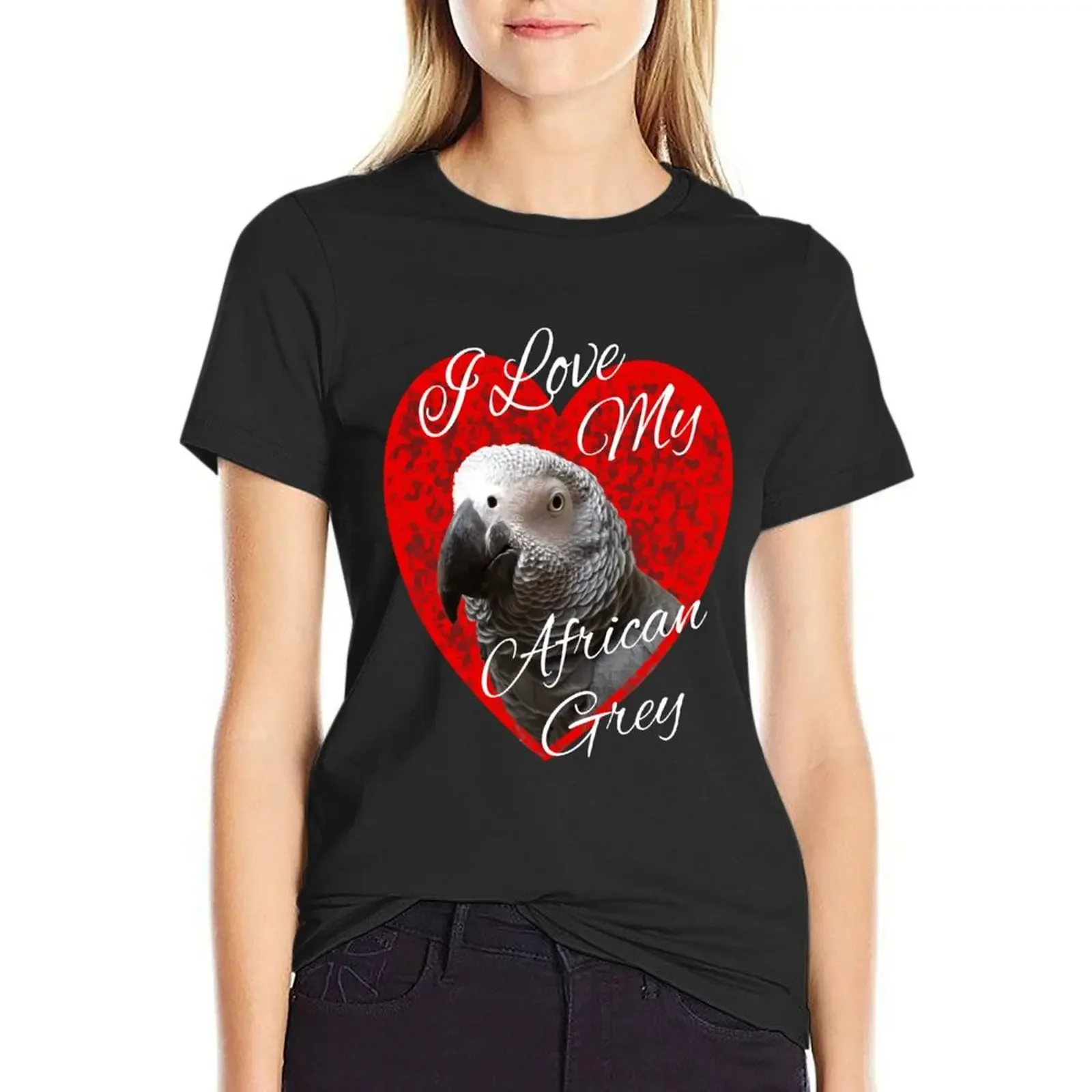 

I Love My African Grey Parrot design T-Shirt oversized aesthetic clothes korean fashion sports fans black t-shirts for Women