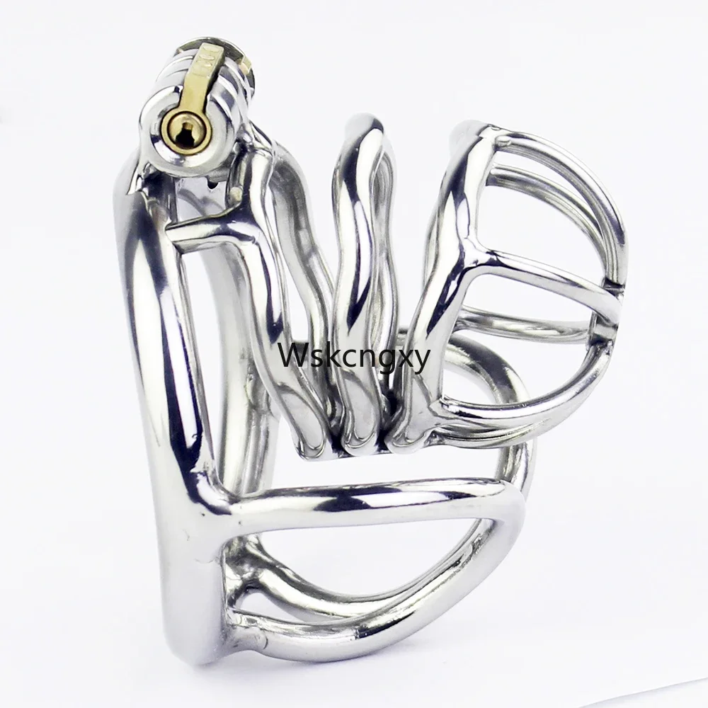 Super Small Male Chastity Device Stainless Steel Cock Cage With Scrotum Bondage Cock Ring Sleeve Lock Penis Cage Sex Toy For Men