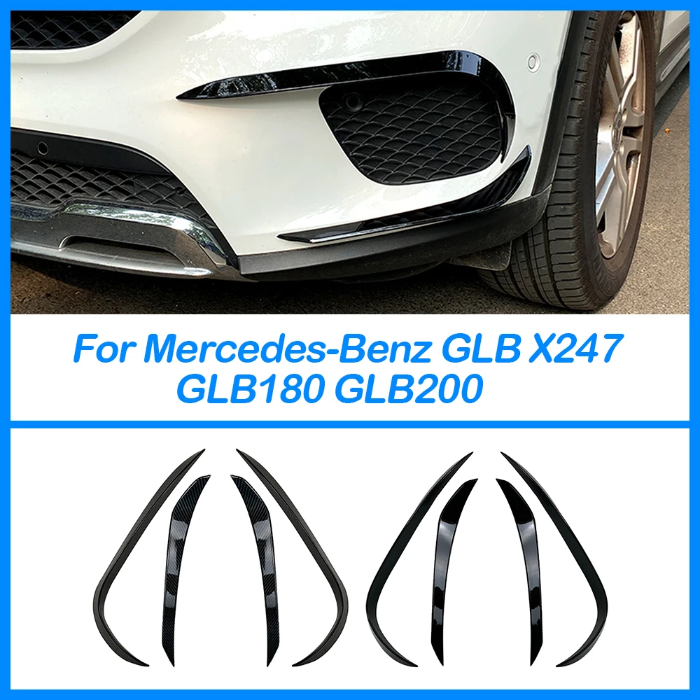 For Mercedes-Benz GLB X247 GLB180 GLB200 Bumper Front Air Knife Exterior Spoiler Body Kit Accessories Black ABS Carbon Grain