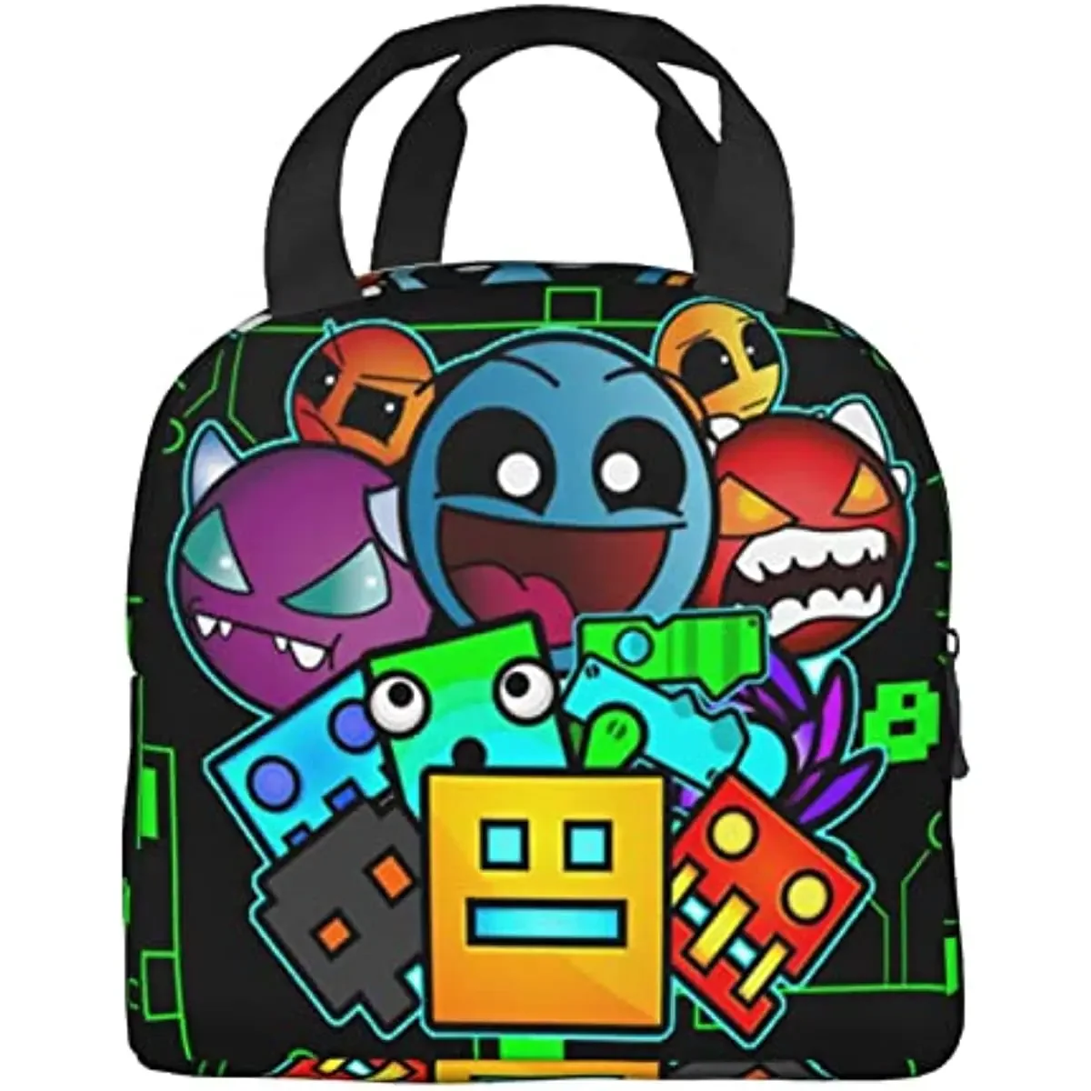 Bolsas de almuerzo Geometry Cube Gaming Dash, aislada fiambrera reutilizable, bolsa de mano con impresión enfriadora 3d, bolsos portátiles