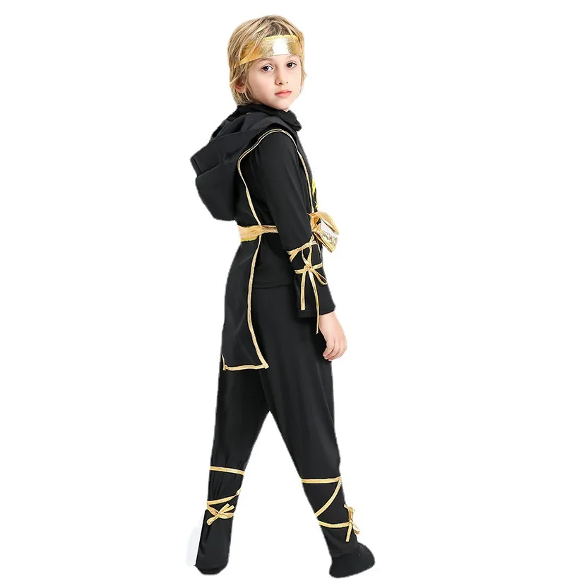 Disfraz de Ninja Deluxe con accesorios de arma para niños, traje de Kung Fu, regalos de Ideas, juguetes de bayoneta, disfraz de Halloween de Ninja samurái