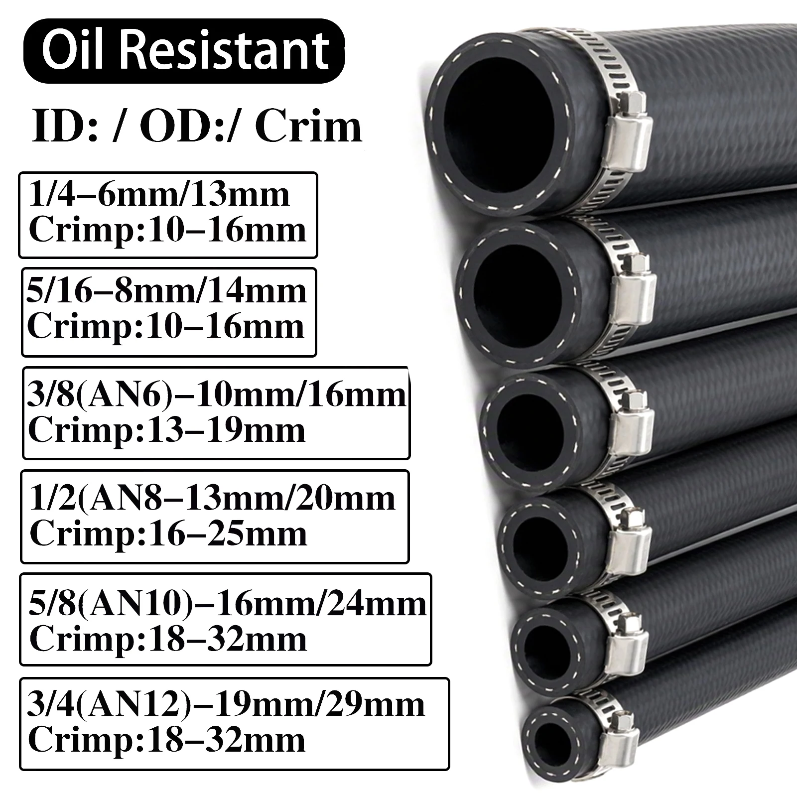 Oil Pipe Car Motorcycle Truck Van Fuel Line Hose NBR Oil Resistant Diesel Hose Vacuum Hose ID 6 8 10 13 16 19 mm 3/8 1/2 5/8 3/4