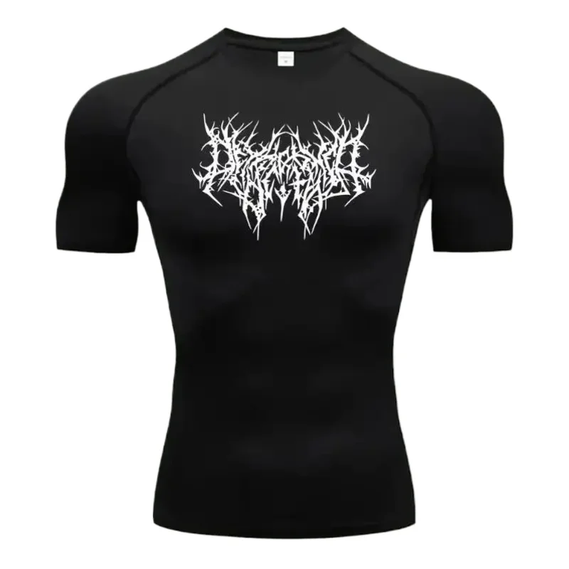 Kompressions-Fitness-Oberteil für Herren, Skelett-Sport-Laufshirt, Schnelltrocknend, Kurzarm-T-Shirt, Elastisches Sweatshirt