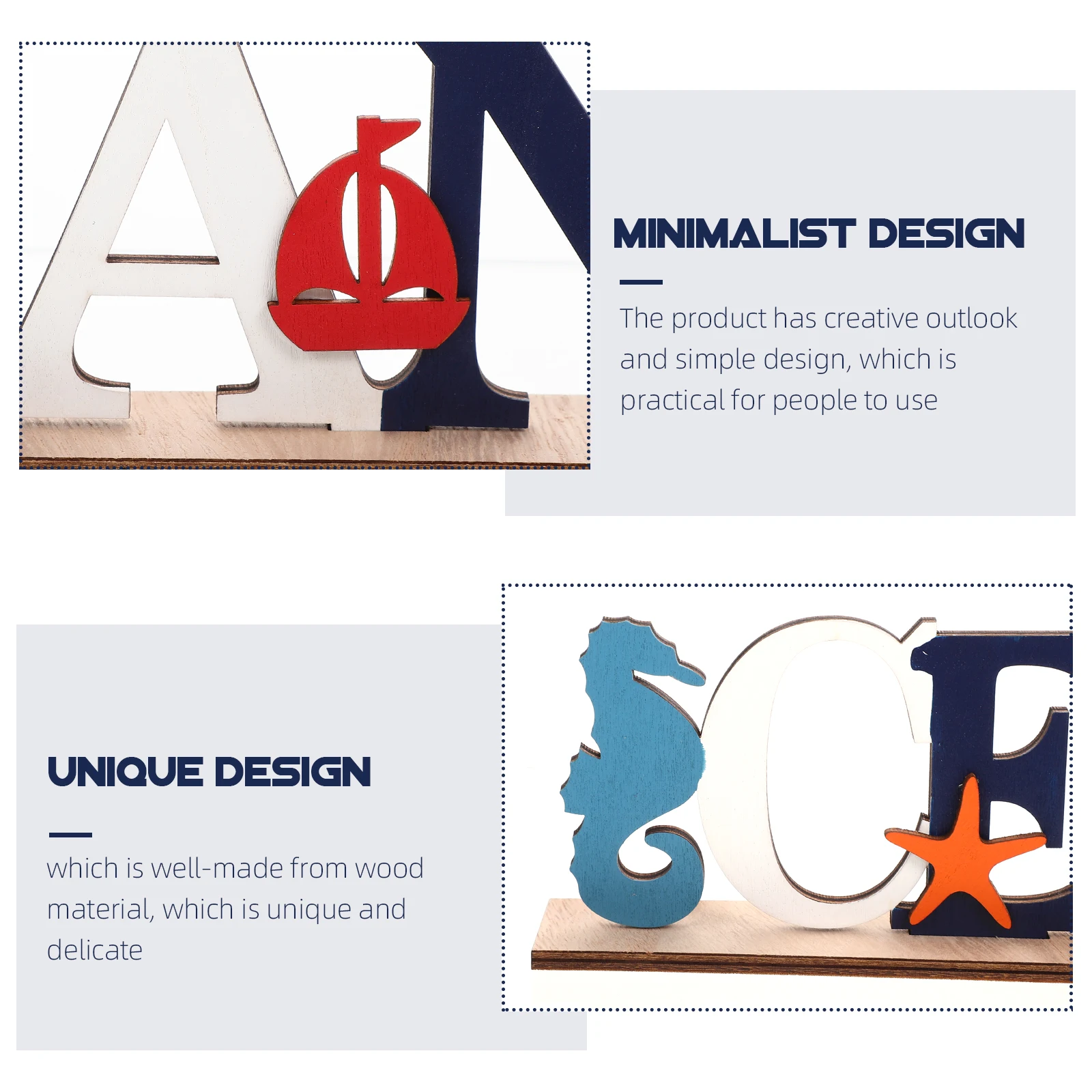 

2 Pcs Wood Letter Ornaments Mediterranean Ocean Decors Rustic Christmas Letters Wall