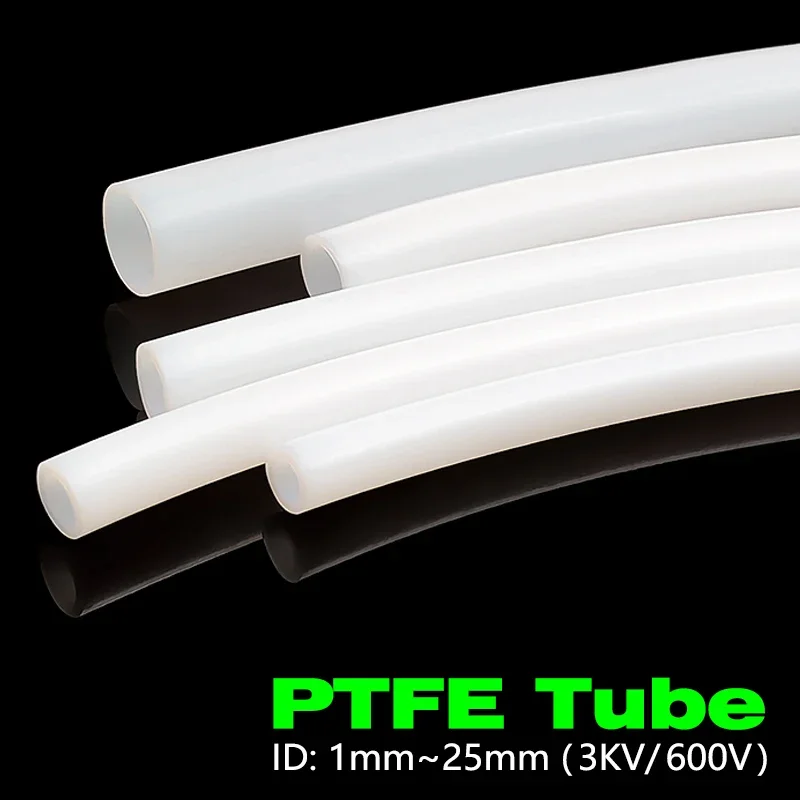 White PTFE Teflonto Pipe High Temperature Anti-wear Insulated Tube ID 1-19mm 50cm/1m Low Friction Hose for 3D Printer Extruder