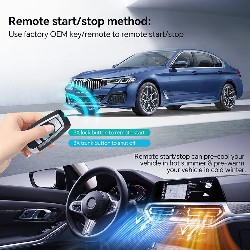 EasyGuard Plug Play Factory Key Remote Ignition Start Fit For BMW F01/F02/F03/F04 7Series Wth OEM Push Start Button DC12V