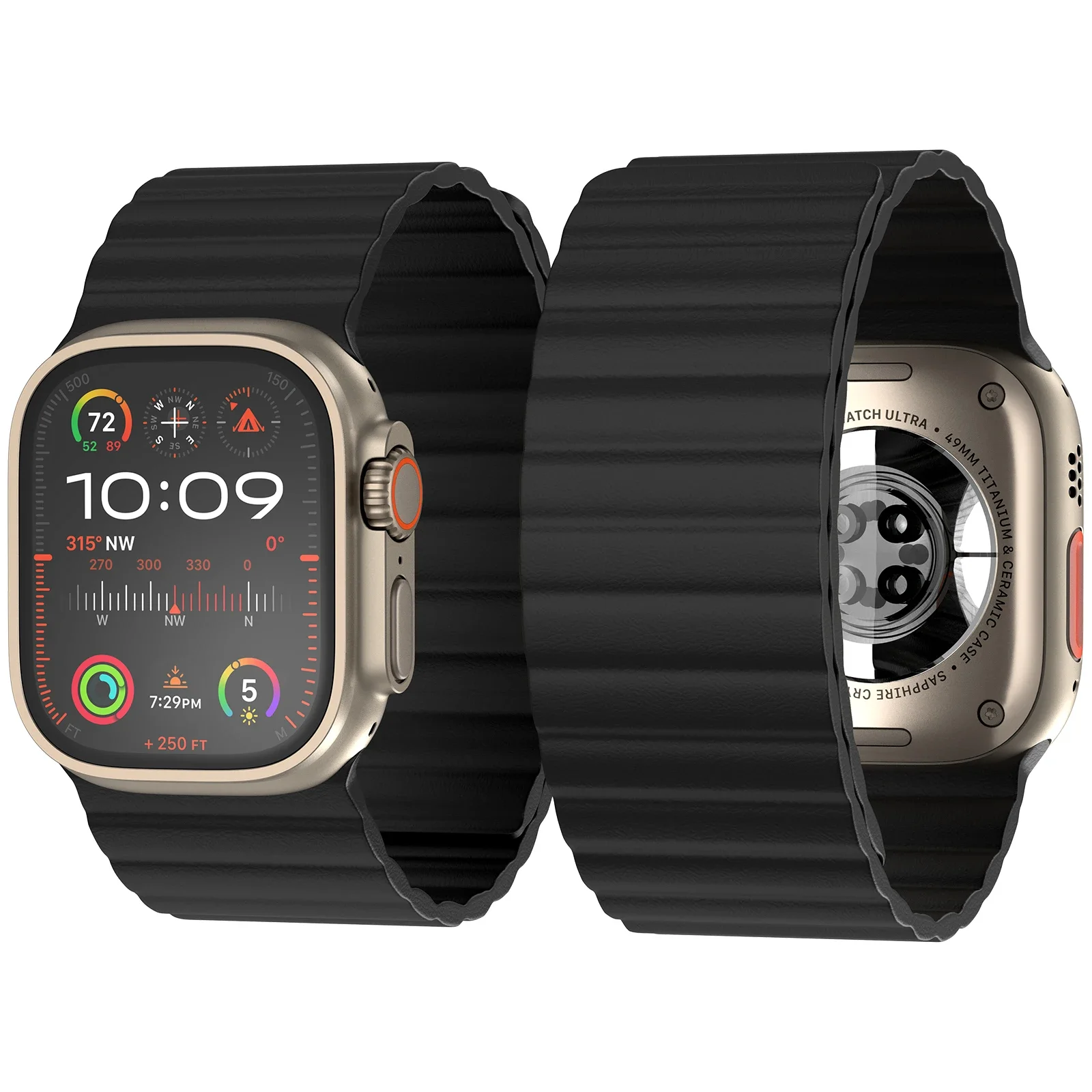 Für große Handgelenk-Mode, ultrabreite Magnet-Lederschlaufe für Apple Watch Band Serie 11/10/9/8/7/6/5/4 42 mm, 44 mm, 45 mm, 46 mm