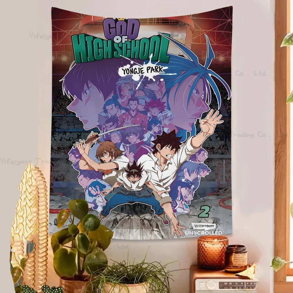 De God van de middelbare school Tapestry Anime Tapestry Hippie Bloem Muurtapijten Dorm Decor Muuropknoping Home Decor