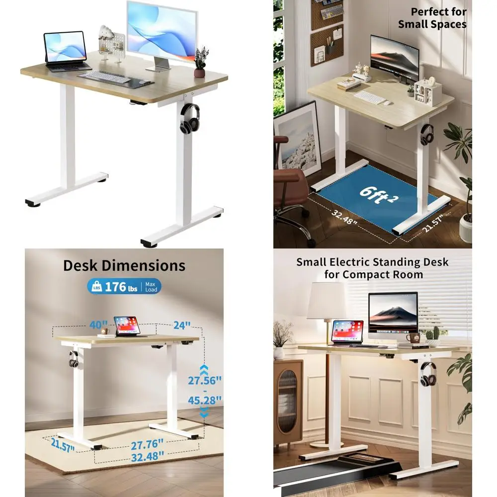 

Oak 36 x 24 Electric Height Adjustable Standing Desk, Compact Sit-to-Stand Workstation for Home Office